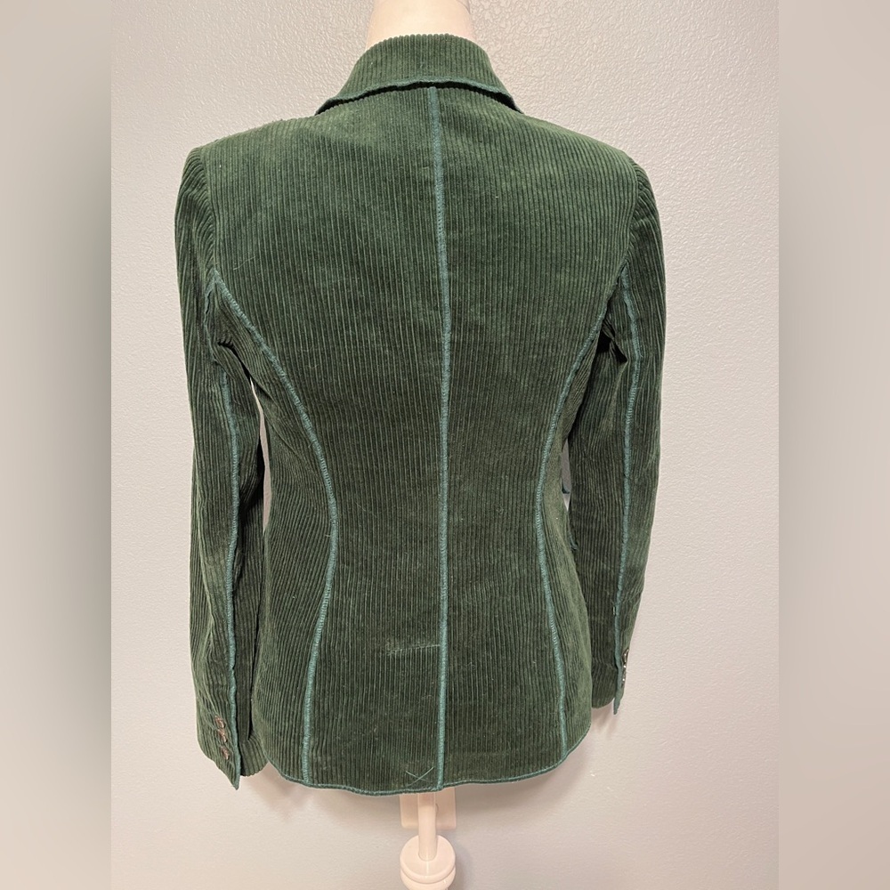 Joan Vass Teal Green Corduroy Blazer Tailored Jacket Quiet Luxury Chic Size 10 - Picture 5 of 8